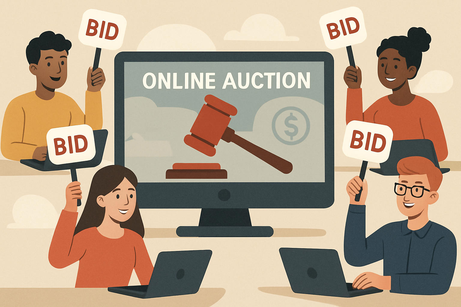 Bidders participating in an online auction.